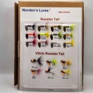 Yakima Bait Wordens Rooster Tail Vibrac Fishing Lure Sample Board Display 593854